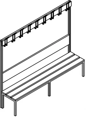 Sitzbankgarderobe einseitig ohne Schuhrost (Maße: Höhe 1650 x Breite wählbar 1000 / 1500 / 2000  x Tiefe 400 mm)